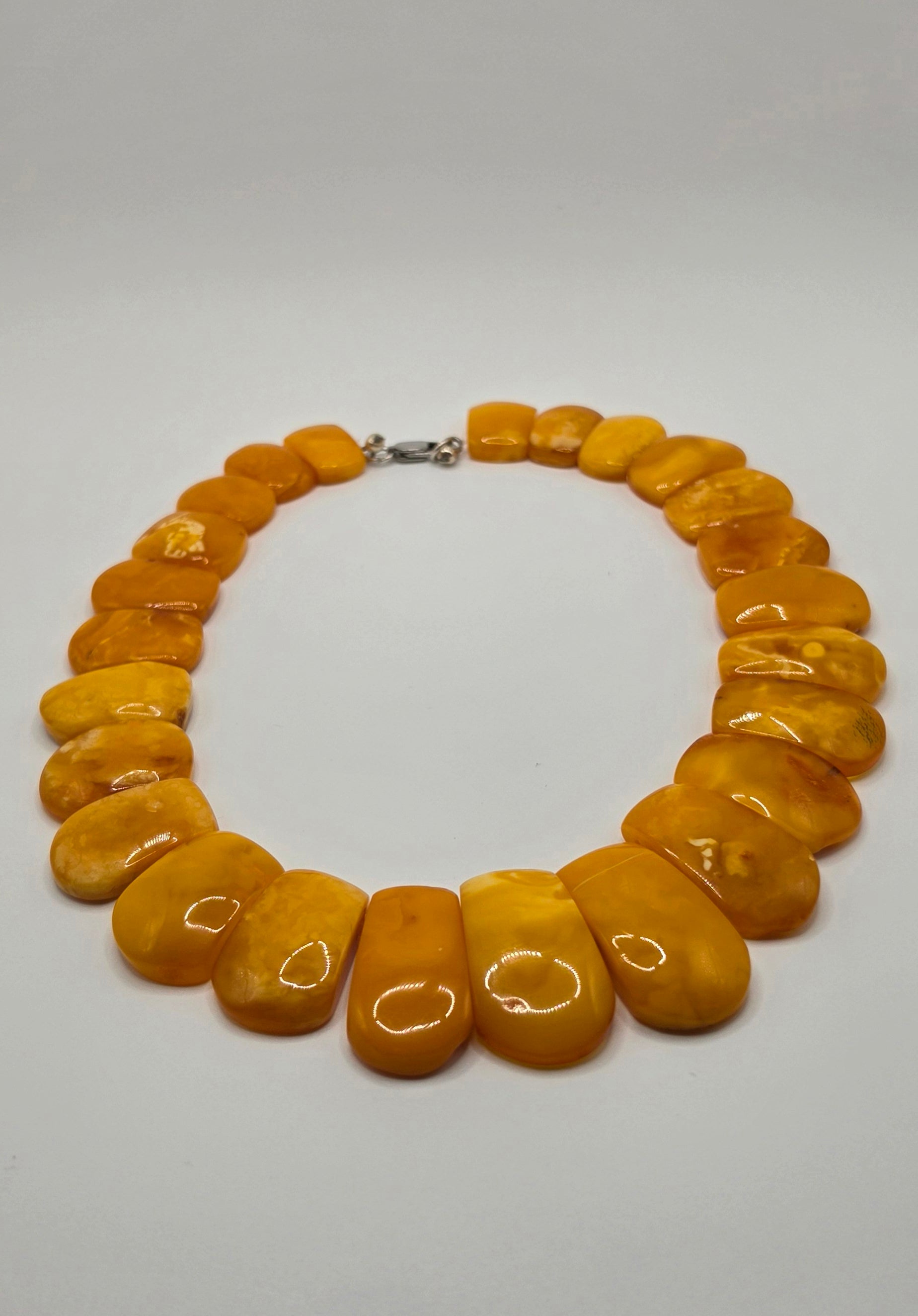 Antique Butterscotch Amber Slab Necklace