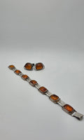 Amber & Silver 835 Bracelet and Cufflinks Set