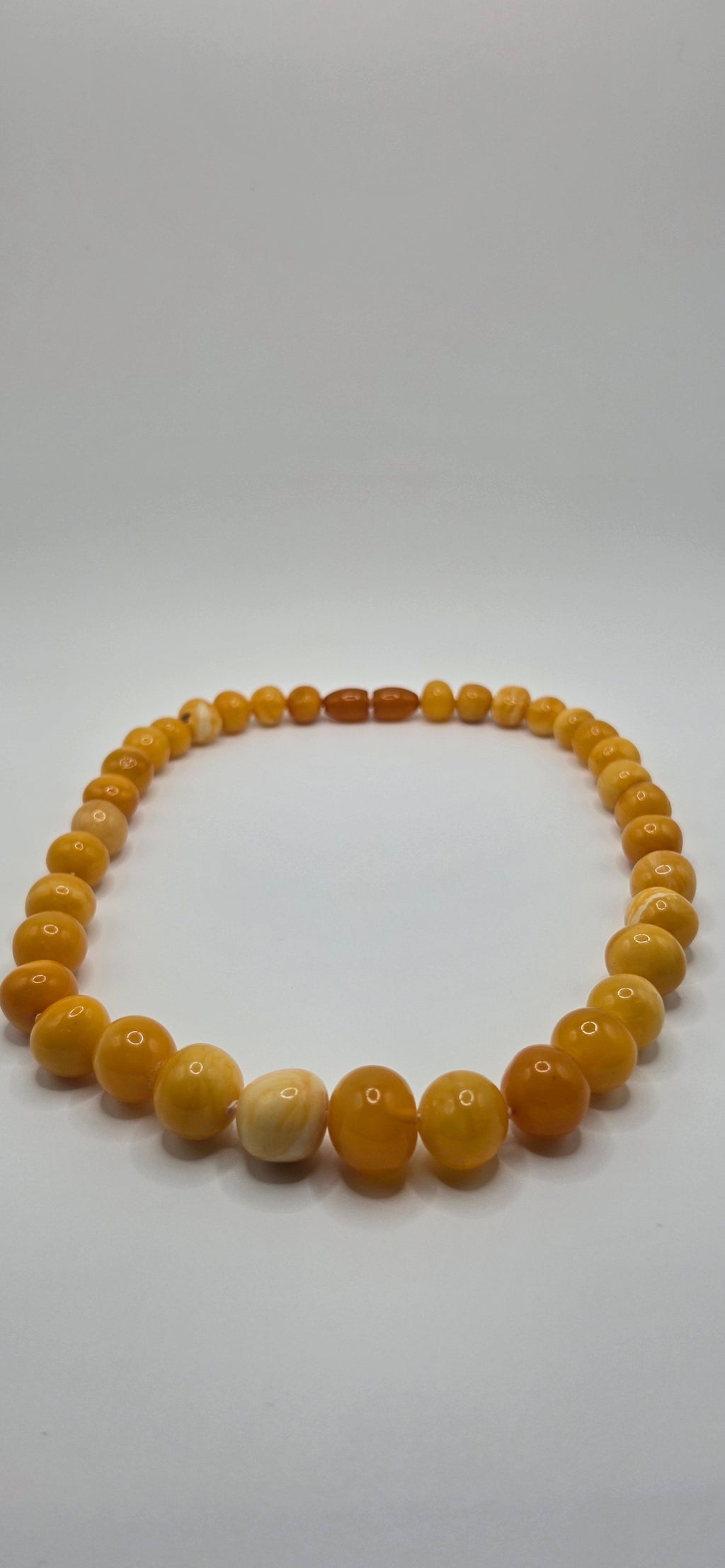 Antique Butterscotch Amber Round Bead Necklace