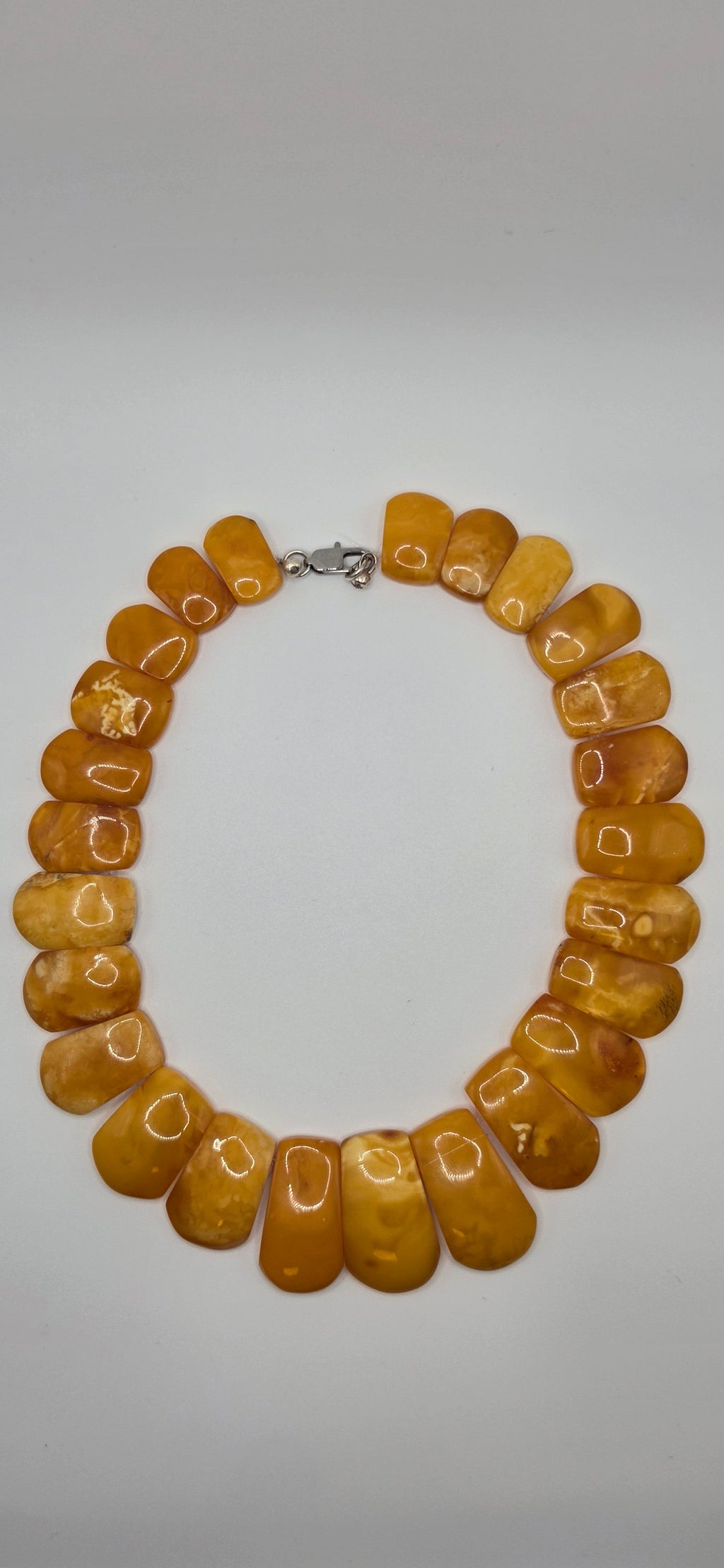 Antique Butterscotch Amber Slab Necklace