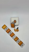 Amber & Silver 835 Complete Set – Ring, Bracelet, Cufflinks & Brooch